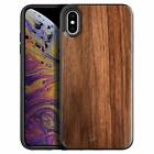 For iPhone X XR XS Max Case Shockproof Bumper Real Walnut Wood Cover
