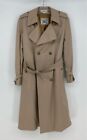 Burberry Womens Tan Long Sleeve Collared Belted Trench Coat Size 6-8 COA