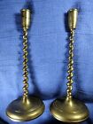 Vintage Approx 11” Brass Twist Curl Spiral Metal Candlesticks Set of 2 Pair
