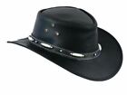 Australian Aussie Style Hat Leather Cowboy Hat Western Bush Black / Brown Beads