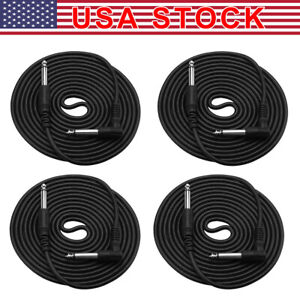 4 PACK 10FT Electric Patch Cord Guitar Amplifier Amp Cable Right Angle 90 Degree