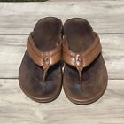 Olukai Hiapo Sandals Men 10 Brown Leather Flip Flops  Slip On Thong Shoes Beach