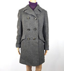 ERLE  Modell ZF Vintage 80s Grey Pure New Wool Double breasted Coat Jacket Sz 10