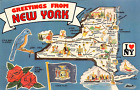 New York State Map West Point Binghamton Long Island Utica Vtg Postcard B54