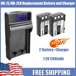 2X NB-2L Battery and LCD Charger for Canon EOS 350D, 400D, Rebel XT NEW