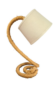 Vintage Mid-Century Modern Audoux Minet Style Marine Nautical Rope Table Lamp