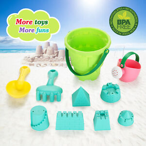 10pcs Kids Beach Toys Set Sand Shovels Mini Castle Shower Bucket Rake Mold Gift