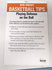 Vintage Bob Knight Basketball Tips Sunoco Oil Advertising Indiana Basketball