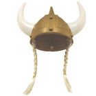 Adult Viking Helmet Gold With Blonde Braids & Horns