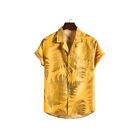 Tropical Hawaiian Shirt   with pocket for men Orange/Yellow Slim Fit short sleev