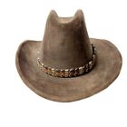 Vintage Longhorn Cowboy Hat 6 3/4- 6 7/8 Brown Felt Western Braided Straw