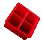 Silicone Large Ice Cube Mold Mould Tray Maker DIY Square 4 Grids Kitchen BarRED
