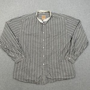 wah maker shirt mens L black long sleeve button striped banded western cowboy