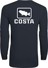 25% Off Costa Del Mar Emblem Bass Long Sleeve Fishing T-shirt-Navy - Free Ship