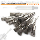 10Pc 6mm Stainless Steel Wire Brush Cleaning For Dremel Rotary Tool Accessories