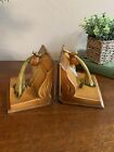 ROSEVILLE POTTERY (VINTAGE) - PINECONE BROWN BOOKENDS - ART DECO - EXCELLENT!