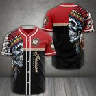 Hot Sale Indian Motorcycle Red Indian Skull All Printed Baseball Jersey Fan Gift