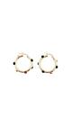 14K Yellow Gold Hoop Earrings With Cabochon Accents #15865