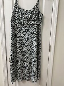 BELIEVE Midi Dress Size 16 Chiffon Ruffle Hemline Sleeveless VINTAGE Dots