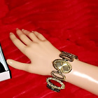 ETON Ladies Antique Gold Wide Oval Shape Link Bracelet Statement Wristwatch
