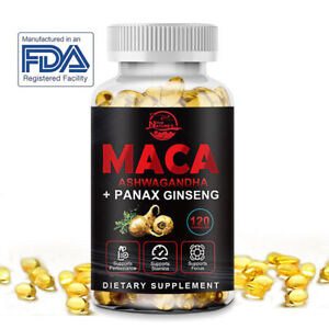 MACA ROOT Capsules | 120 Pills | Peruvian Maca Extract for Men Organic Vitamins