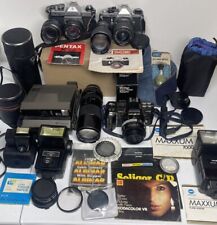 New ListingGiant Lot Of Cameras And Equipment 35mm Film Lenses Asahi Pentax K1000 Minolta
