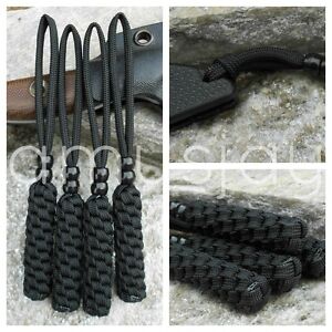(4) Knife Lanyards-fits-Tactical, Military, Survival, Combat, EDC Knives - BLACK