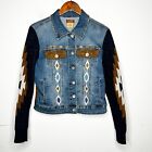 Scully Western Jacket Womens Embroidered Aztec Button Denim Size Small