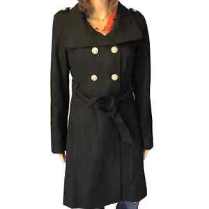 Guess Wool Blend women Cozy trench coat Jacket Size S  Pockets double Breasted