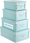 4 Pack Storage Box,HYUNLAI Decorative Storage Bins with Lid,with Handles,Press-S