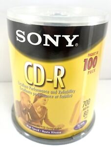 Sony CD-R 700MB 80 min Storage Media Discs 100 Pack of Blank CDs- NEW & SEALED!