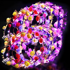 50 Pcs LED Flower Crowns Headbands Light up Flower Hair Wreath Garlands Glowing