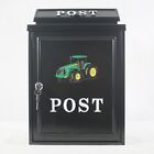 Aluminium, Lockable Mailbox / Letterbox with Green John Deere Tractor Motif