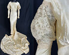 Vintage Silk Duchesse Lace Juliet Sleeve Bias Cut Cathedral Train Wedding Gown