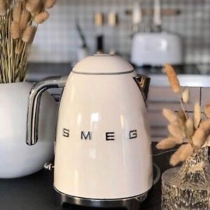 Electric kettle SMEG with chrome stainless steel handle (white, beige)