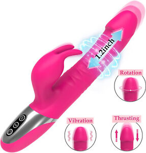 Rabbit Thrusting Rotation Dildo G-Spot Vibrator Clit Massager Sex Toys For Women