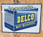 Vintage Delco Battery Sign ( DOUBLE SIDED ) 1950'S ORIGINAL VERY NICE !