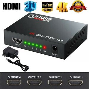 HDMI Splitter 1 In 4 Out 4K UHD HD 1080P 4-Port Repeater Splitter Amplifier 1x4