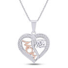 1.44Ct Lab Created Moissanite Two-Tone Mom Heart Pendant Necklace 925 Sterling