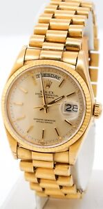Rolex President 18038 Day/Date 18k Gold Automatic Mens Watch w/ Extra Link