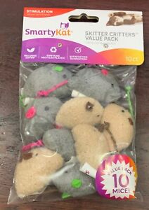 SmartyKat Skitter Critters Value Pack Soft Plush Catnip Filled Mice Cat Toy 10ct