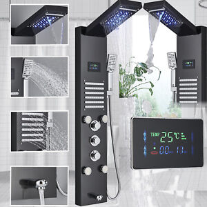 ELLO&ALLO Shower Panel Tower LED Rain/Waterfall Massage Sprayer Faucet System