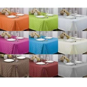 Fabric Tablecloth Harriet Jacquard Printed Table Decor, 4 Sizes, 9 Solid Colors