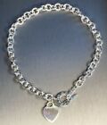 Tiffany & Co Heart Charm Pendant Sterling Silver Mega Chain Necklace Toggle