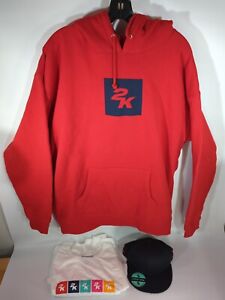 Take Two 2K Swag Snapback Hat, XL Red Sweater and Tshirt Promo Video Game  NWT