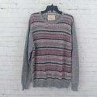 Weatherproof Vintage Sweater Mens Large Gray Fair Isle Striped Crewneck Pullover