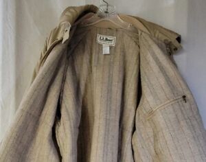 Vintage LL Bean Mens XXL Wool Lined Parka Trench Coat Jacket Zip Snaps 2XL