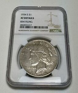 1934-S Peace Dollar | NGC XF Details, Rim Filing, Key Date