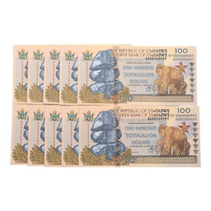10pcs Zimbabwe 100 Yottalillion Dollars Banknotes Paper Gifts Uncurrency Crafts