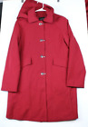 London Fog Red Silver Buckel Removeable Hood Trench Coat Size Medium